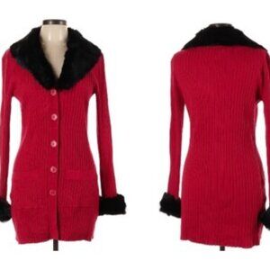 Belldini Cardigan with Fur Trim